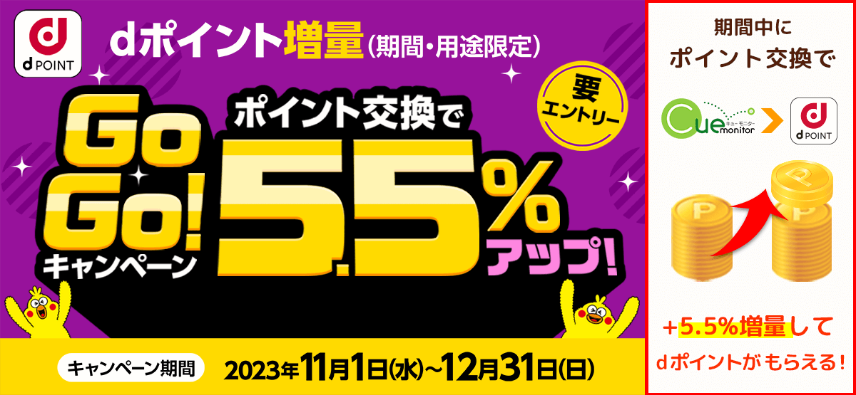 dポイント増量GoGo！キャンペーン ポイント交換で5.5％アップ