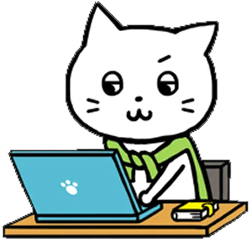 パソコンをする猫