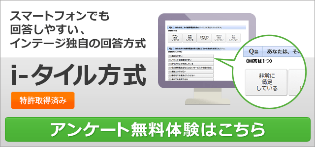 アンケート無料体験はこちら　スマートフォンでも回答しやすい、インテージ独自の回答方式